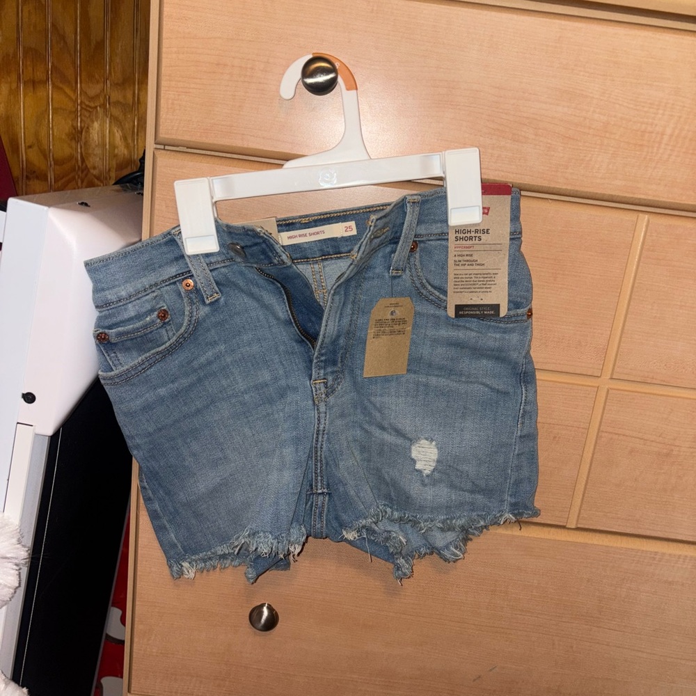 Levi's Blue Jean Shorts Distressed Raw Hem